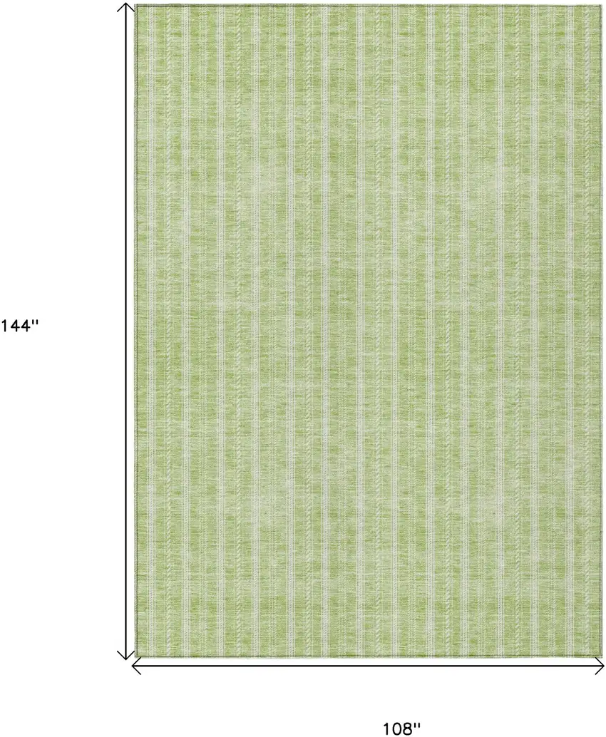 Artichoke Green And Ivory Striped Washable Indoor Outdoor Area Rug Photo 3
