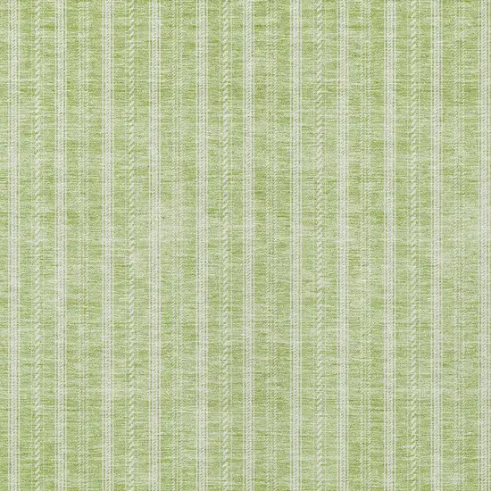 Artichoke Green And Ivory Striped Washable Indoor Outdoor Area Rug Photo 5