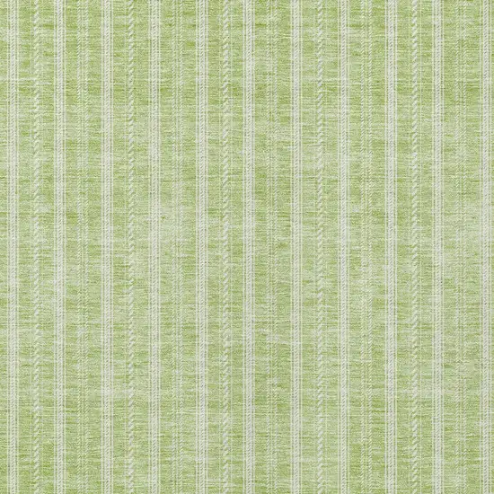 Artichoke Green And Ivory Striped Washable Indoor Outdoor Area Rug Photo 5