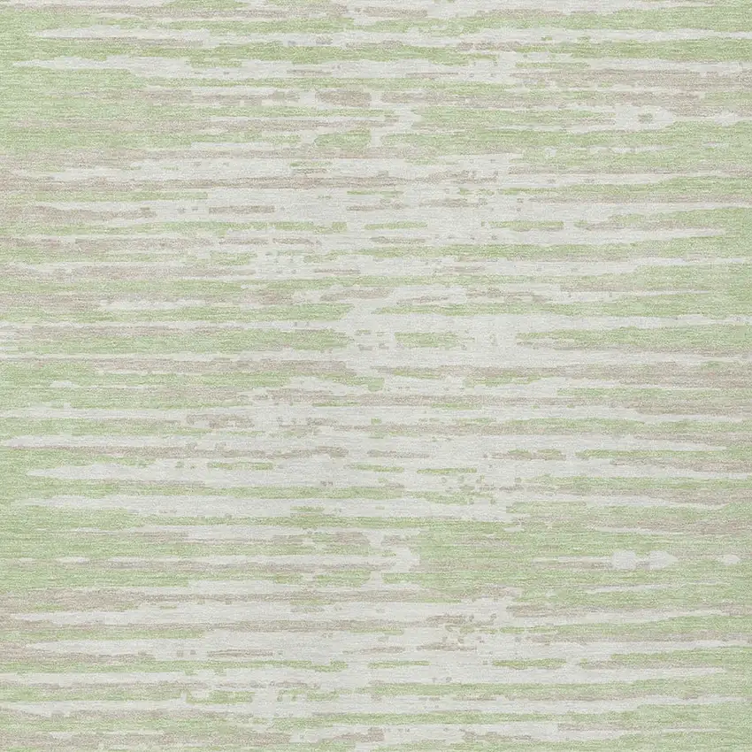 Artichoke Green And Ivory Striped Washable Indoor Outdoor Area Rug Photo 6