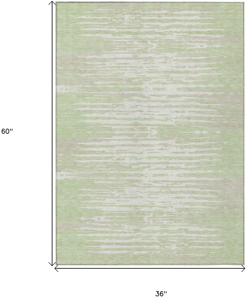Artichoke Green And Ivory Striped Washable Indoor Outdoor Area Rug Photo 3