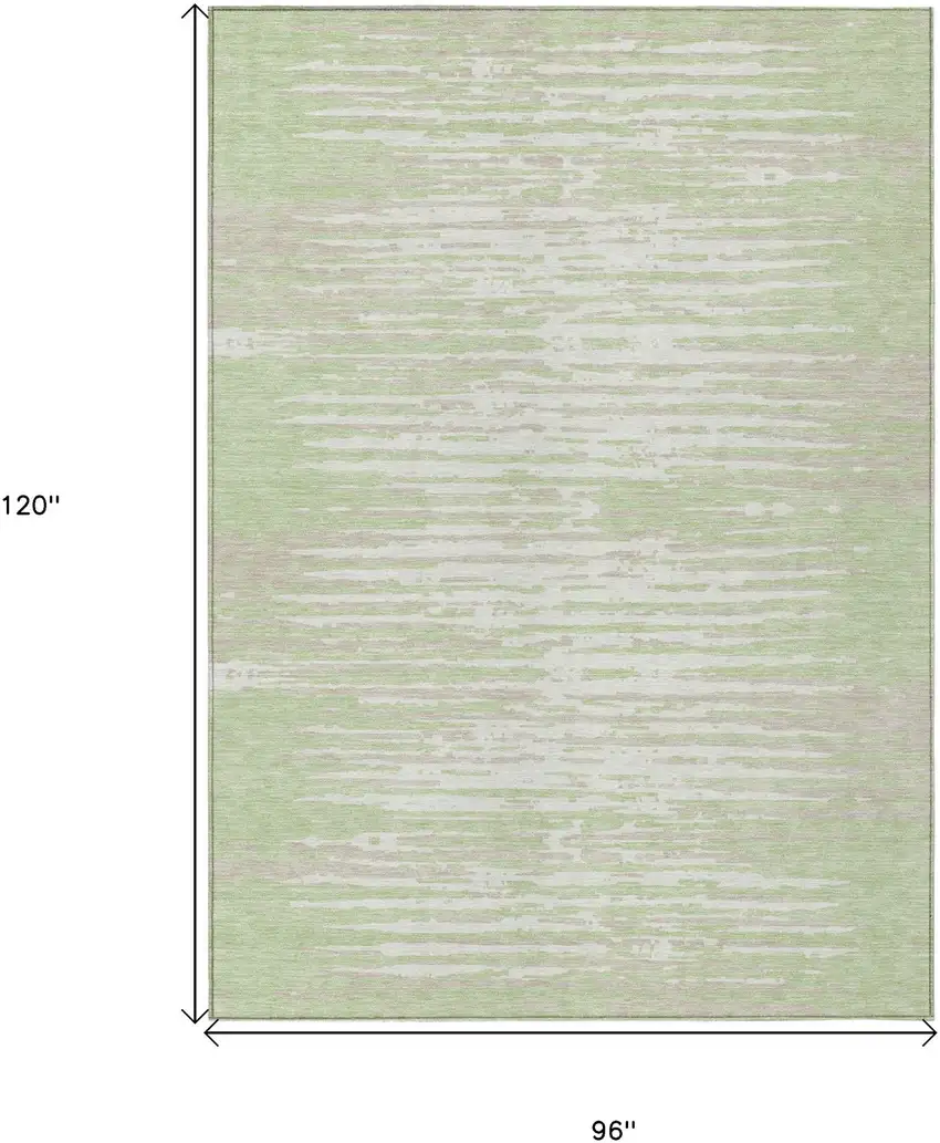 Artichoke Green And Ivory Striped Washable Indoor Outdoor Area Rug Photo 3
