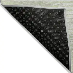 Photo of Artichoke Green And Ivory Striped Washable Indoor Outdoor Area Rug