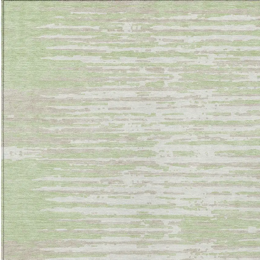 Artichoke Green And Ivory Striped Washable Indoor Outdoor Area Rug Photo 4