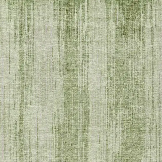 Artichoke Green And Ivory Striped Washable Indoor Outdoor Area Rug Photo 6