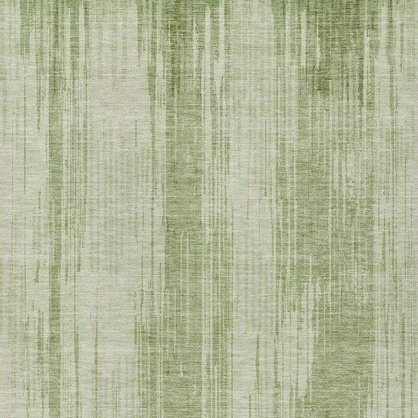 Artichoke Green And Ivory Striped Washable Indoor Outdoor Area Rug Photo 6