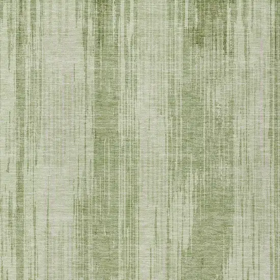 Artichoke Green And Ivory Striped Washable Indoor Outdoor Area Rug Photo 6