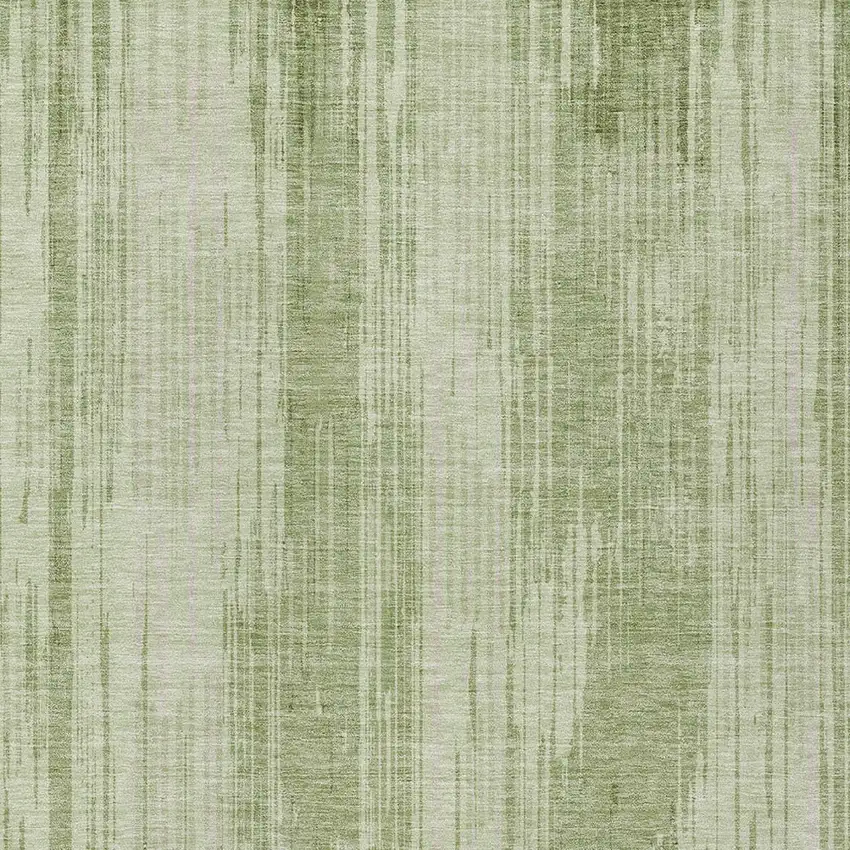 Artichoke Green And Ivory Striped Washable Indoor Outdoor Area Rug Photo 6