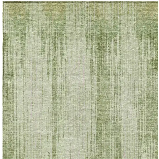 Artichoke Green And Ivory Striped Washable Indoor Outdoor Area Rug Photo 6