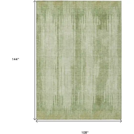 Artichoke Green And Ivory Striped Washable Indoor Outdoor Area Rug Photo 3