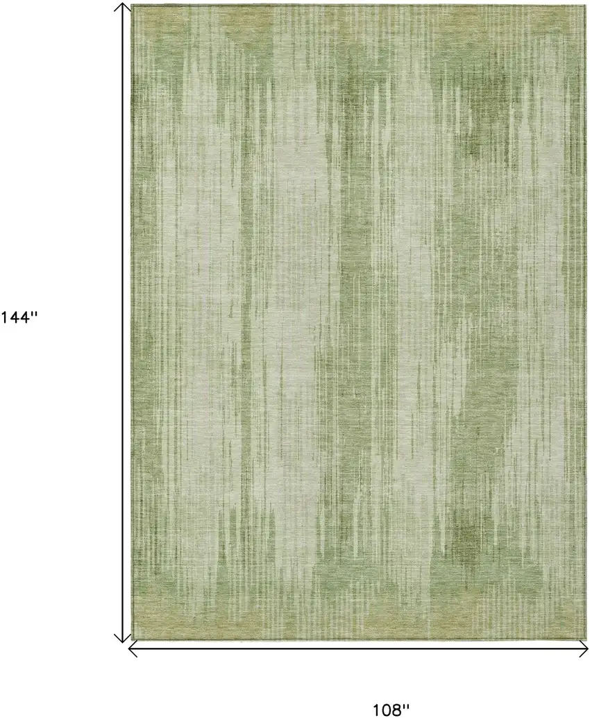 Artichoke Green And Ivory Striped Washable Indoor Outdoor Area Rug Photo 3