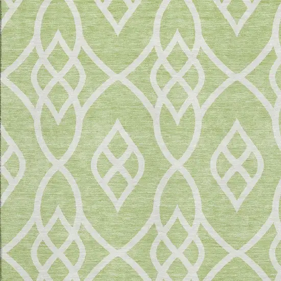 Artichoke Green And Ivory Trellis Washable Area Rug With UV Protection Photo 3