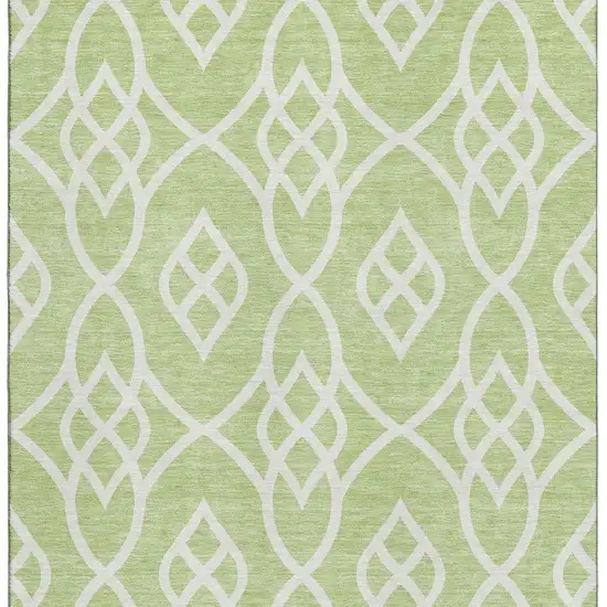 Artichoke Green And Ivory Trellis Washable Area Rug With UV Protection Photo 3