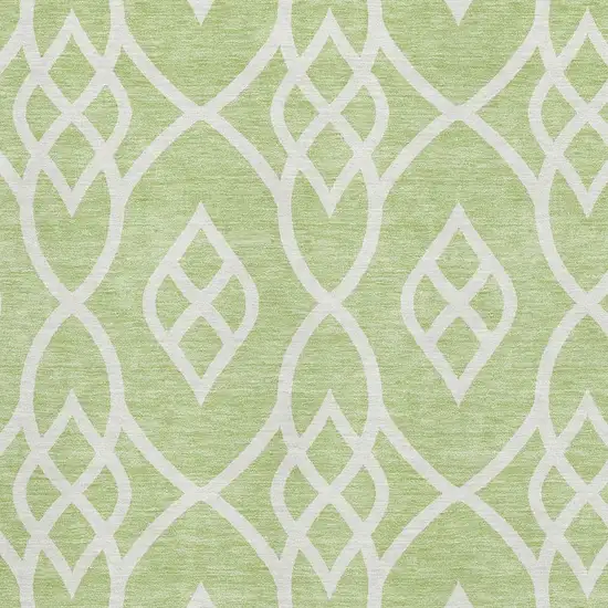 Artichoke Green And Ivory Trellis Washable Area Rug With UV Protection Photo 3