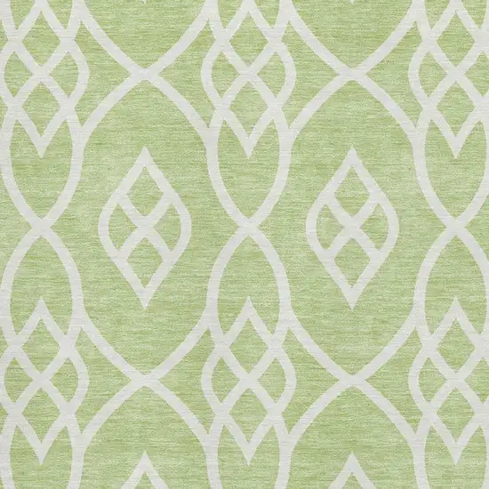 Artichoke Green And Ivory Trellis Washable Area Rug With UV Protection Photo 3