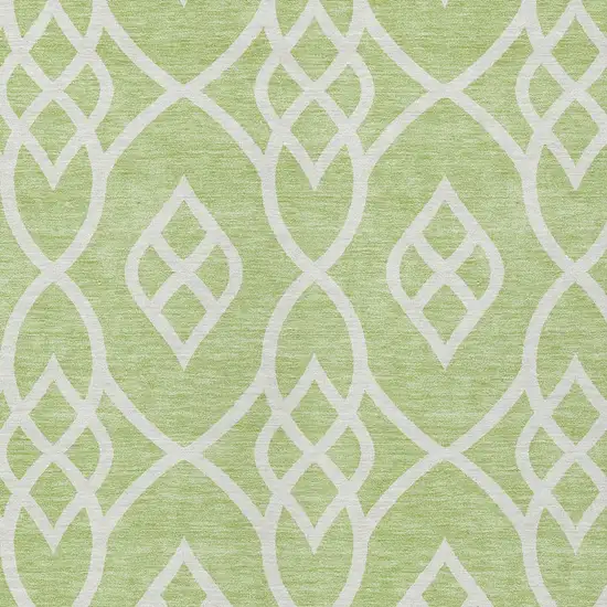 Artichoke Green And Ivory Trellis Washable Indoor Outdoor Area Rug Photo 6