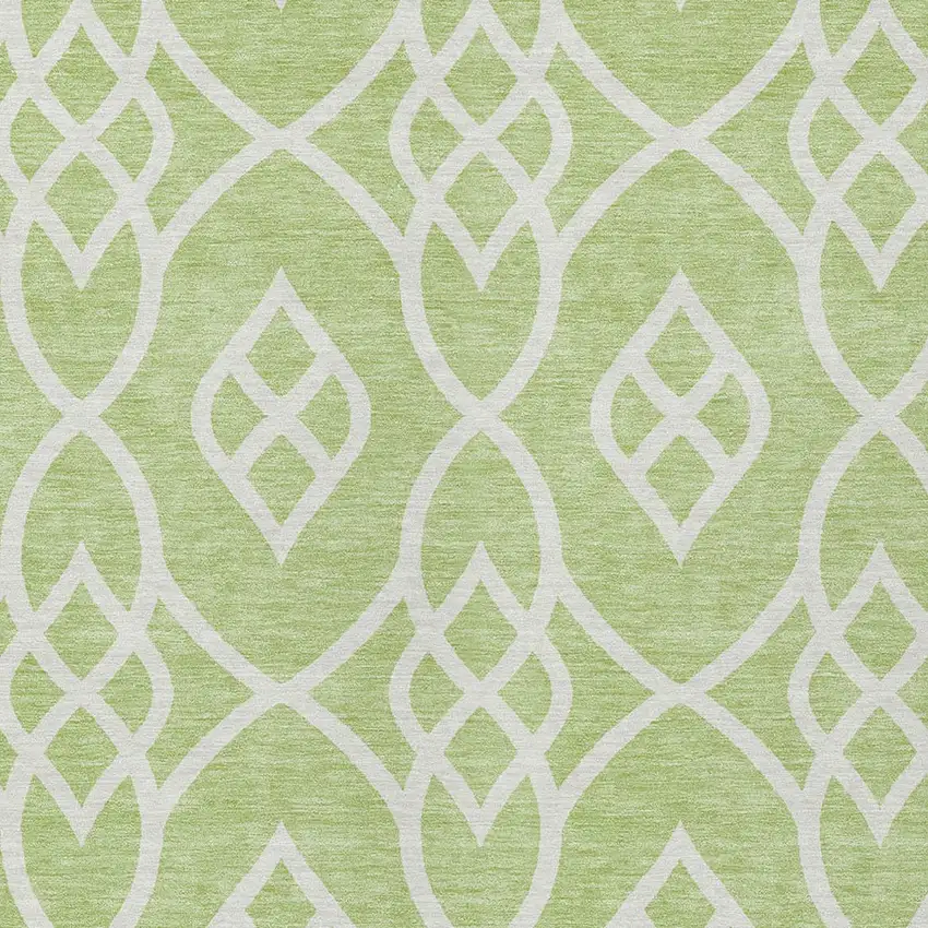 Artichoke Green And Ivory Trellis Washable Indoor Outdoor Area Rug Photo 6