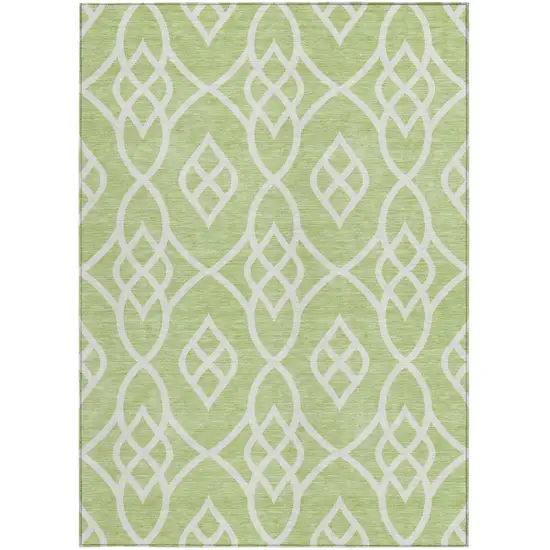 Artichoke Green And Ivory Trellis Washable Indoor Outdoor Area Rug Photo 7