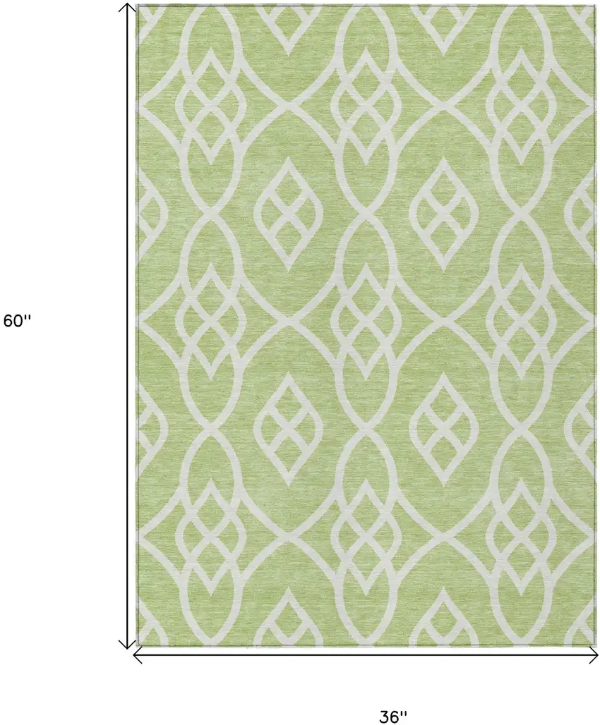 Artichoke Green And Ivory Trellis Washable Indoor Outdoor Area Rug Photo 3