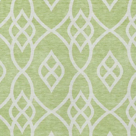 Artichoke Green And Ivory Trellis Washable Indoor Outdoor Area Rug Photo 6