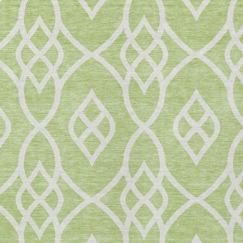 Artichoke Green And Ivory Trellis Washable Indoor Outdoor Area Rug Photo 6