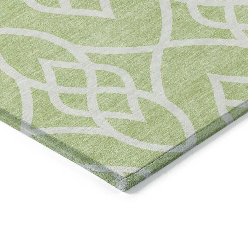 Artichoke Green And Ivory Trellis Washable Indoor Outdoor Area Rug Photo 5