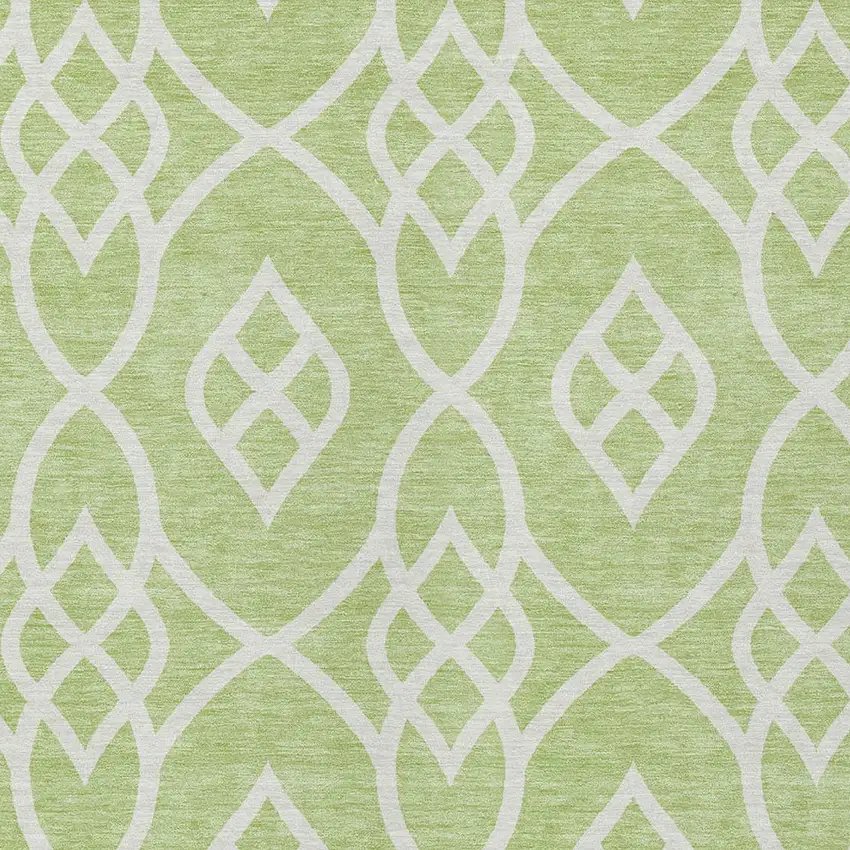 Artichoke Green And Ivory Trellis Washable Indoor Outdoor Area Rug Photo 6