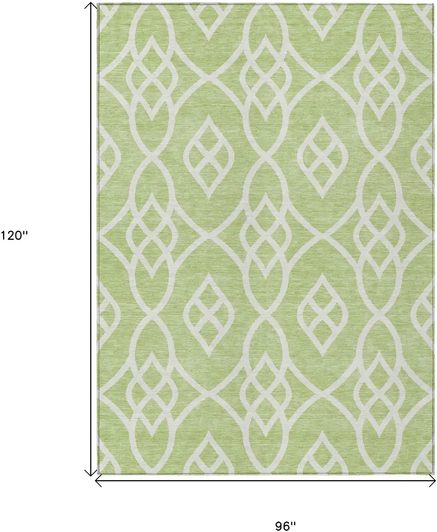 Artichoke Green And Ivory Trellis Washable Indoor Outdoor Area Rug Photo 3