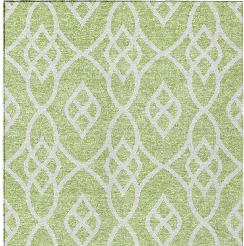 Artichoke Green And Ivory Trellis Washable Indoor Outdoor Area Rug Photo 7