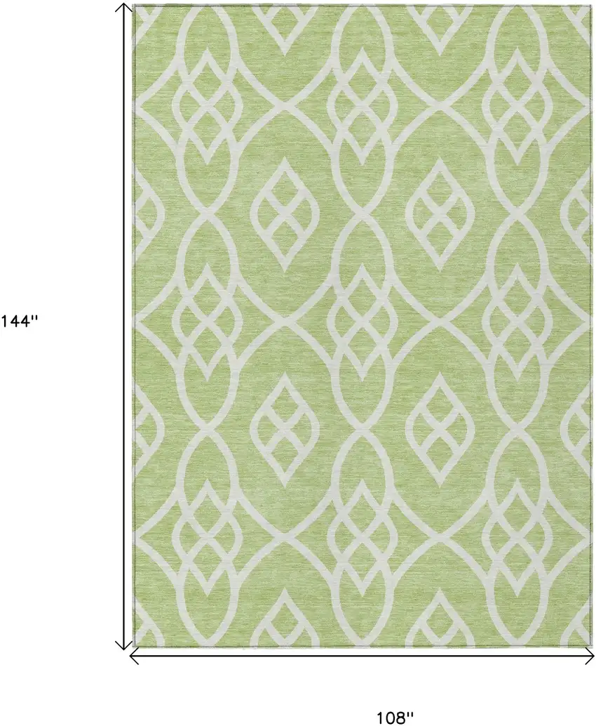 Artichoke Green And Ivory Trellis Washable Indoor Outdoor Area Rug Photo 3