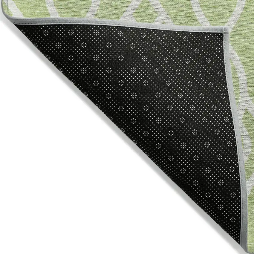 Artichoke Green And Ivory Trellis Washable Indoor Outdoor Area Rug Photo 4