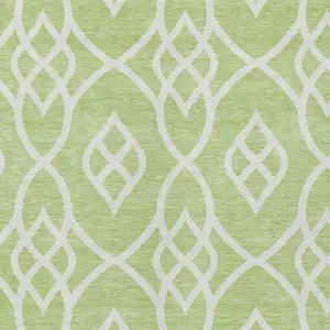 Photo of Artichoke Green And Ivory Trellis Washable Indoor Outdoor Area Rug