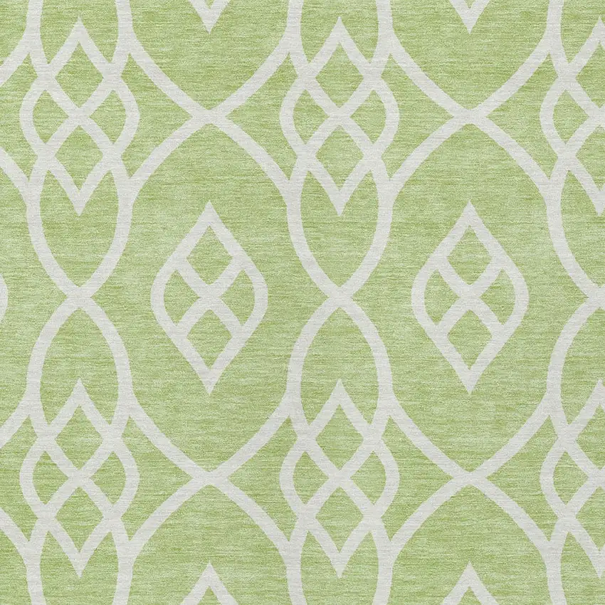 Artichoke Green And Ivory Trellis Washable Indoor Outdoor Area Rug Photo 6