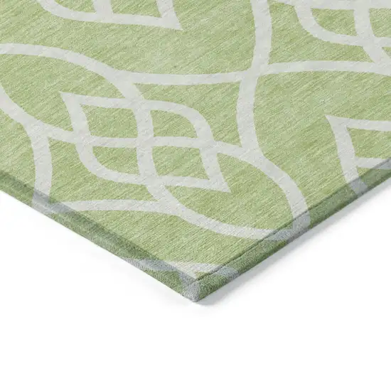 Artichoke Green And Ivory Trellis Washable Indoor Outdoor Area Rug Photo 5