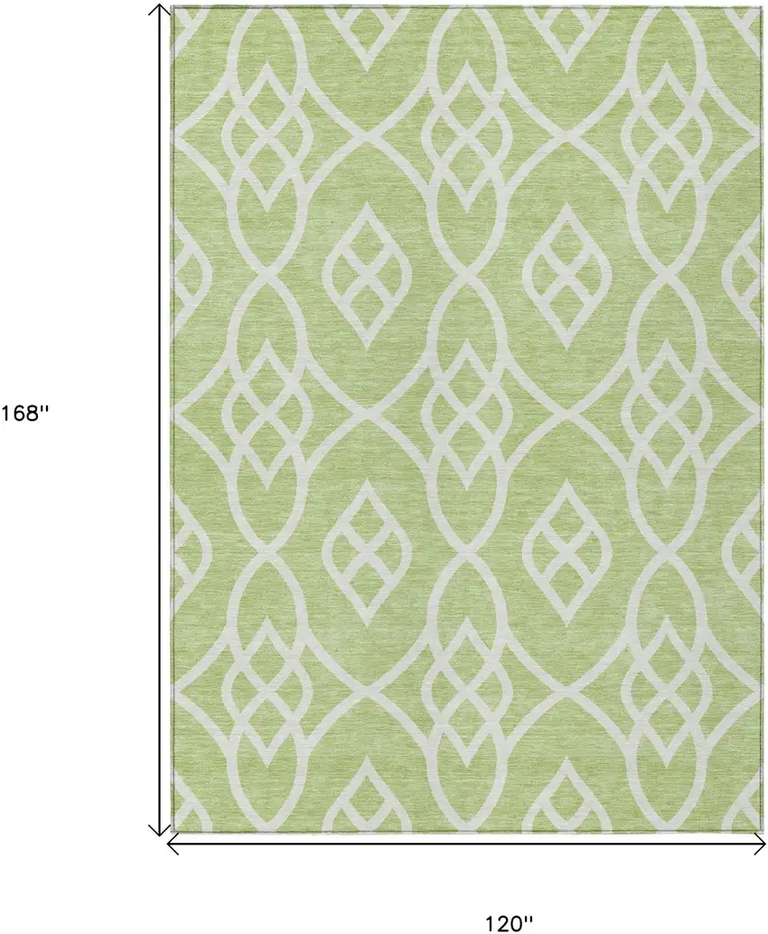 Artichoke Green And Ivory Trellis Washable Indoor Outdoor Area Rug Photo 3