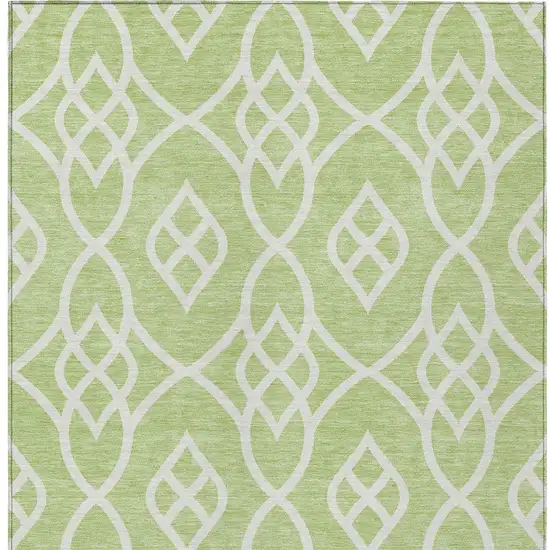 Artichoke Green And Ivory Trellis Washable Indoor Outdoor Area Rug Photo 7