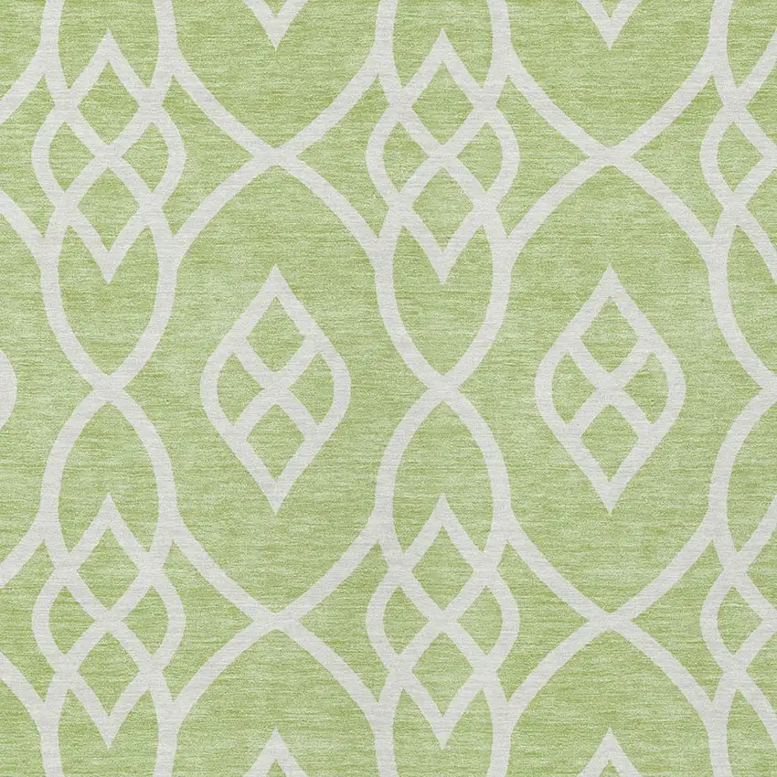 Artichoke Green And Ivory Trellis Washable Indoor Outdoor Area Rug Photo 6