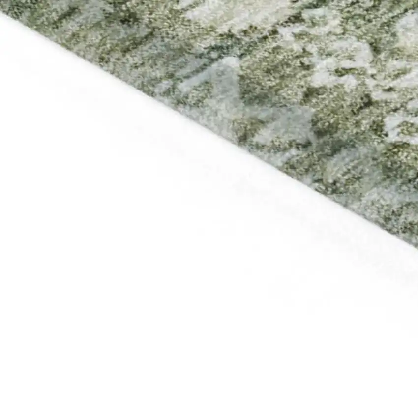 Artichoke Green And Ivory Tribal Washable Indoor Outdoor Area Rug Photo 6
