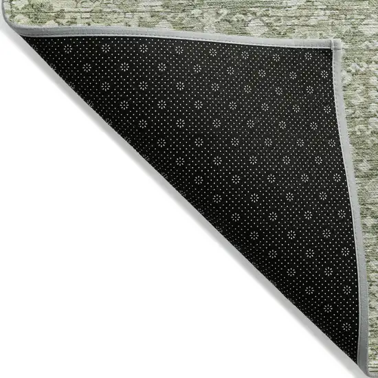 Artichoke Green And Ivory Tribal Washable Indoor Outdoor Area Rug Photo 7