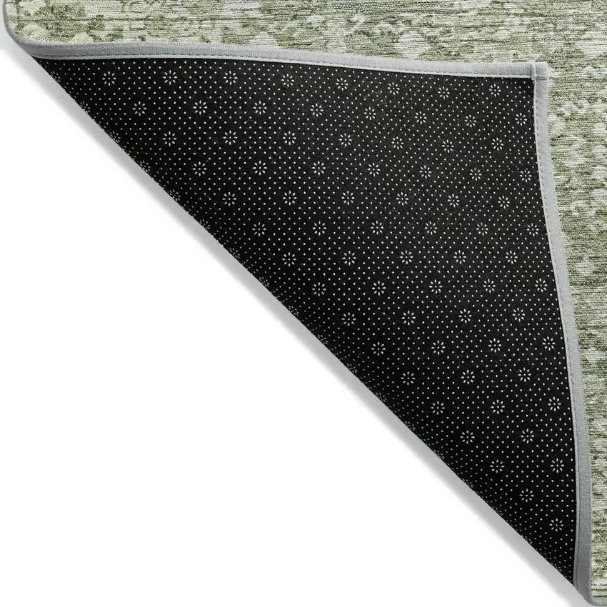 Artichoke Green And Ivory Tribal Washable Indoor Outdoor Area Rug Photo 7