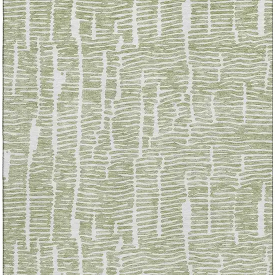 Artichoke Green And Ivory Vermicular Washable Area Rug With UV Protection Photo 3