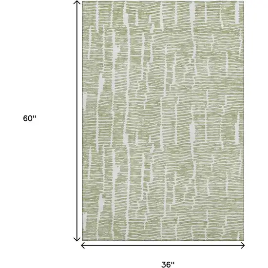 Artichoke Green And Ivory Vermicular Washable Area Rug With UV Protection Photo 3