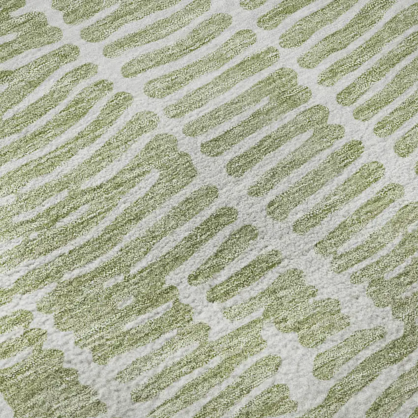 Artichoke Green And Ivory Vermicular Washable Area Rug With UV Protection Photo 9