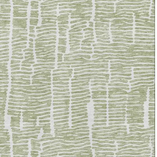 Artichoke Green And Ivory Vermicular Washable Area Rug With UV Protection Photo 3