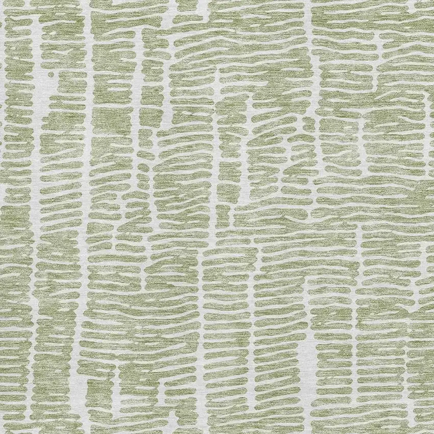 Artichoke Green And Ivory Vermicular Washable Area Rug With UV Protection Photo 3