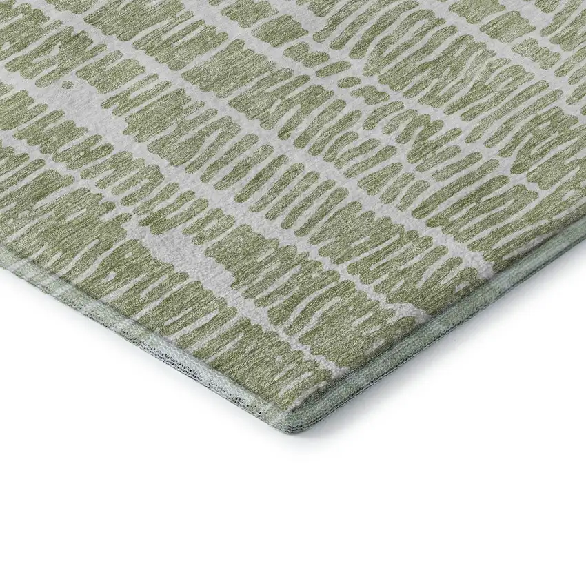 Artichoke Green And Ivory Vermicular Washable Area Rug With UV Protection Photo 8