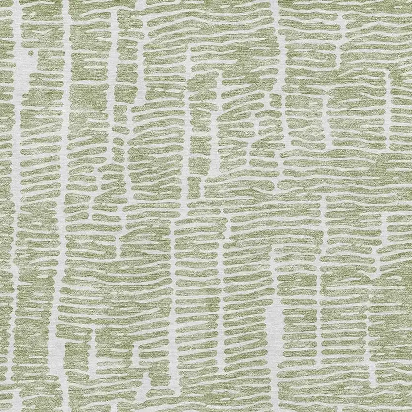 Artichoke Green And Ivory Vermicular Washable Area Rug With UV Protection Photo 3