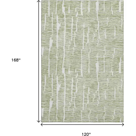 Artichoke Green And Ivory Vermicular Washable Area Rug With UV Protection Photo 3