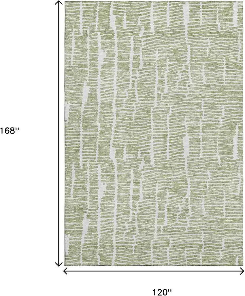 Artichoke Green And Ivory Vermicular Washable Area Rug With UV Protection Photo 3