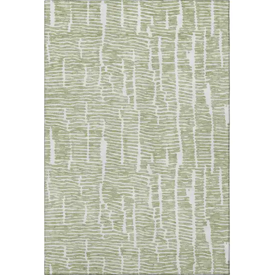 Artichoke Green And Ivory Vermicular Washable Area Rug With UV Protection Photo 4